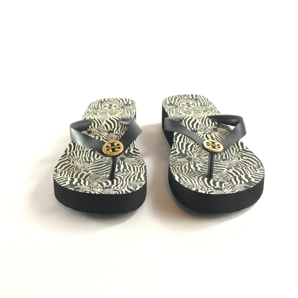 Tory Burch Zebra Print Black & White Flip Flops - Picture 4 of 5